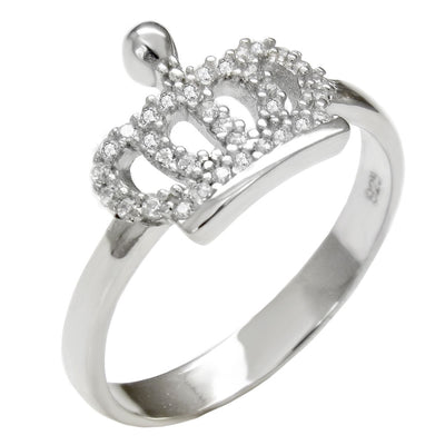 Sterling Silver Pave CZ Crown Ring