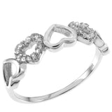 Sterling Silver CZ Heart Ring Width-5.7mm