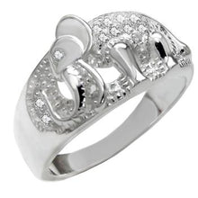 Load image into Gallery viewer, Sterling Silver Elephant with Cubic Zirconia Ring