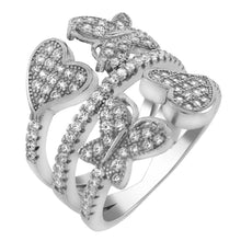 Load image into Gallery viewer, Sterling Silver Heart &amp; Butterfly Pave CZ Ring