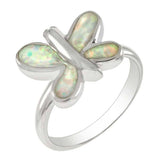 Sterling Silver Simulated White Opal Butterfly Shaped RingAnd Width 16mm