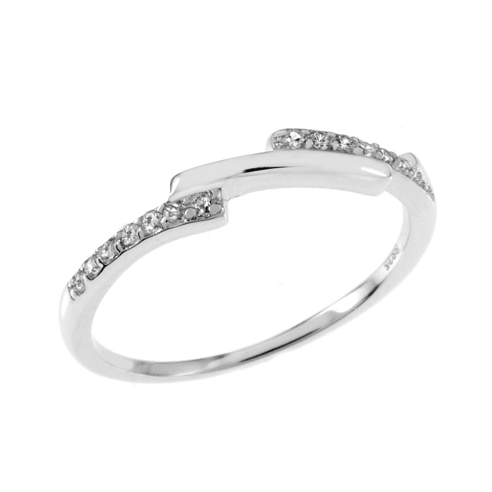 Sterling Silver Pave CZ Band Toe Ring Width-3mm