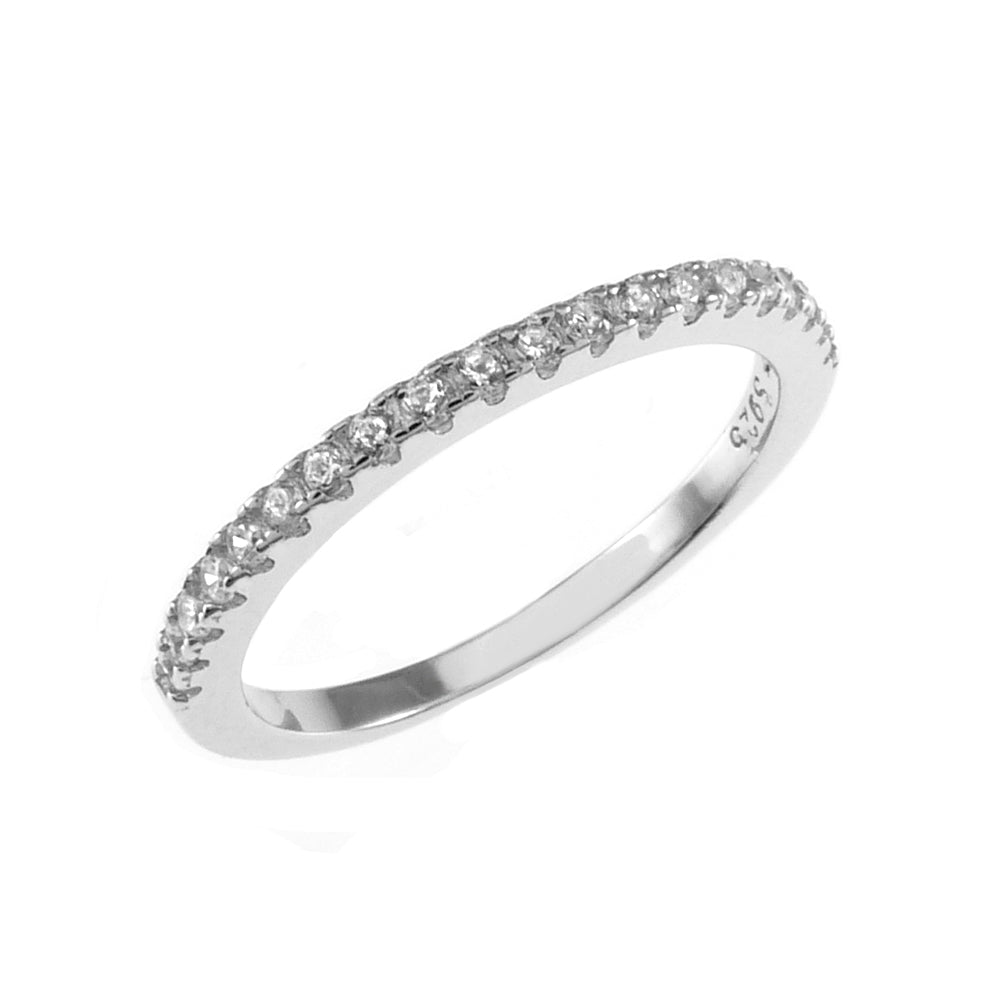 Sterling Silver Pave Cubic Zirconia Band Toe Ring Width-1.7mm