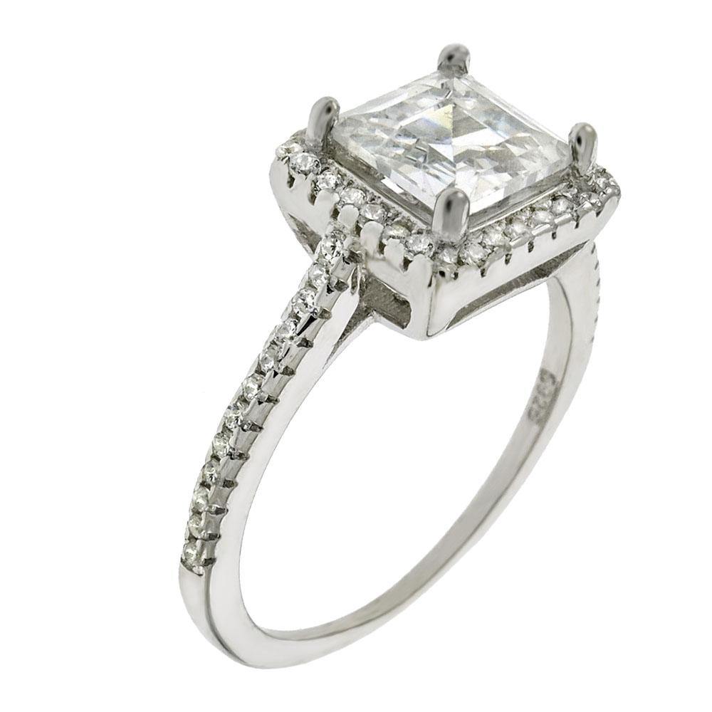 Sterling Silver 6mm Princess-Cut Engagement Ring - silverdepot
