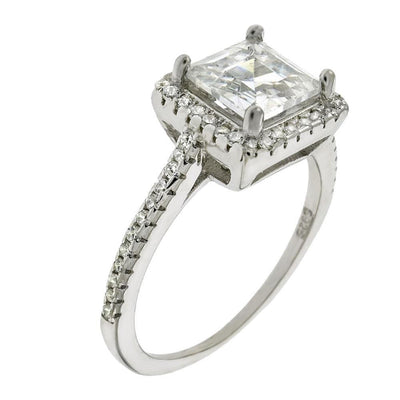 Sterling Silver 6mm Princess-Cut Engagement Ring - silverdepot