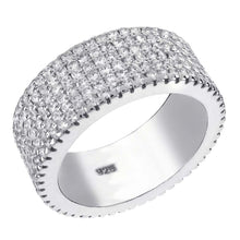 Load image into Gallery viewer, Sterling Silver Micro Pave Six Lines Band Shaped Ring With CZ StonesAnd Weight 10.4 gramAnd Width 8.5 mm