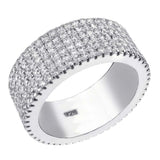 Sterling Silver Micro Pave Six Lines Band Shaped Ring With CZ StonesAnd Weight 10.4 gramAnd Width 8.5 mm
