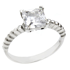 Sterling Silver Princess Cut CZ Solitaire engagement Ring Width-7mm