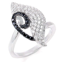 Load image into Gallery viewer, Sterling Silver Pave Setting Grade AAA Black &amp; Clear Round CZ Ring