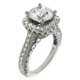 Sterling Silver 8mm Round Cubic Zirconia Vintage Style Engagement Ring