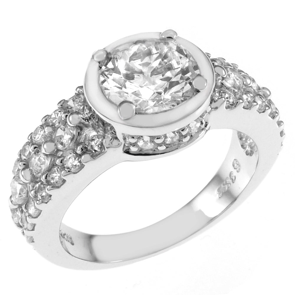 Sterling Silver Round Cubic Zirconia Unisex Ring