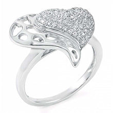 Load image into Gallery viewer, Sterling Silver Fancy Pave Grade AAA Round Cz Open Heart Shape Ring with Ring Width of 19MM