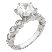 Load image into Gallery viewer, Sterling Silver Round 7.5mm CZ Bezel Setting Engagement Ring