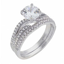 Load image into Gallery viewer, Sterling Silver 2 Pcs Cubic Zirconia Bridal Ring SetAnd Width of 7.5MM