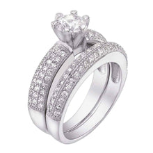 Load image into Gallery viewer, Sterling Silver Pave CZ Wedding Ring SetAnd Width 7.7 mm