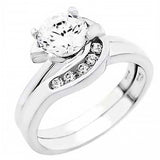 Sterling Silver Double Layer Zirconia Silver Wedding Ring SetAnd Width of 11MM