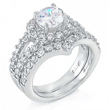 Load image into Gallery viewer, Sterling Silver Heart Shape Round Ring Set with a 6MM Prong Set Cz in the CenterAnd Ring Width of 6MM