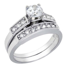 Load image into Gallery viewer, Sterling Silver Pave Set Cz Ring Set with a 5MM Round Cz in the CenterAnd Ring Width of 7MM