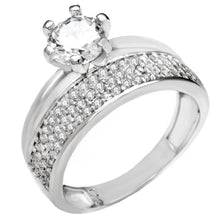 Load image into Gallery viewer, Sterling Silver Solitaire Micro Pave Band Wedding Ring Width-8.3mm