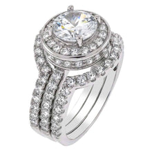 Load image into Gallery viewer, Sterling Silver Three Piece Bridal Ring Set With Cubic Zirconia StonesAnd Width 13 mmAnd Center Stone Thickness 6.5 mm