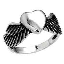 Load image into Gallery viewer, Sterling Silver Heart With Wing Oxidized Ring