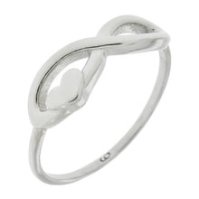 Load image into Gallery viewer, Sterling Silver Infinity With Heart Rhodium Ring
