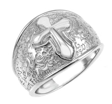 Load image into Gallery viewer, Sterling Silver Rhodium Cross Ring