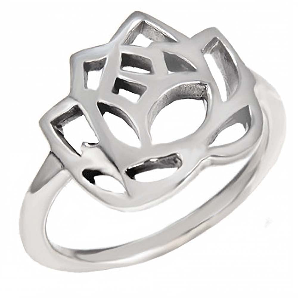 Sterling Silver Oxidized Fancy Tulip Ring with Ring Length of 14MM
