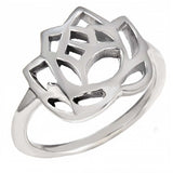 Sterling Silver Oxidized Fancy Tulip Ring with Ring Length of 14MM