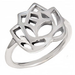 Sterling Silver Oxidized Fancy Tulip Ring with Ring Length of 14MM