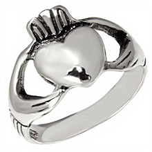 Load image into Gallery viewer, Sterling Silver Oxidized Plain Claddagh Ring with Ring Width of 13MM