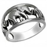Sterling Silver Oxidized Marching Elephant Ring