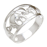 Sterling Silver Three Elephants Band Ring
