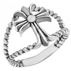 Sterling Silver Oxidized Cross Shaped Ring
