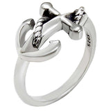 Sterling Silver Oxidized Anchor Shaped Ring