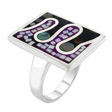 Load image into Gallery viewer, Sterling Silver Mosaic Mother of Pearl Rectangle RingAnd Width 15.8mmAnd Height 20.3mm