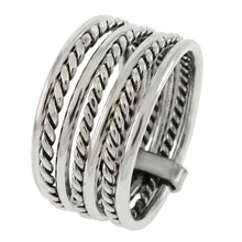 Load image into Gallery viewer, Sterling Silver Seven Band Stacked RingAnd Weight 6.3 gramAnd Width 10mm