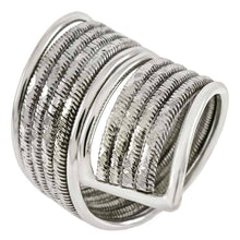 Load image into Gallery viewer, Sterling Silver Line Charm Design Fancy Spoon Style RingAnd Weight 11.4 gramAnd Width 32mm