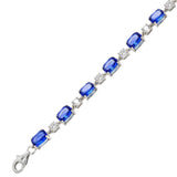 Sterling Silver Simulated Tanzanite Cubic Zirconia Tennis Bracelet