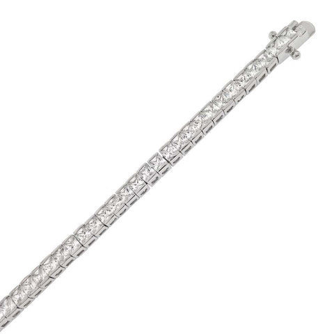 Sterling Silver Square Cz Tennis Bracelet with Bracelet Width of 4MM
