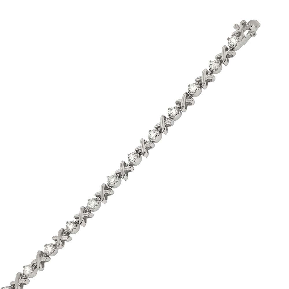 Sterling Silver Kiss and Huge CZ Tennis Bracelet