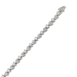 Sterling Silver Heart Shape Round Cz Tennis Bracelet with Bracelet Width of 5MM