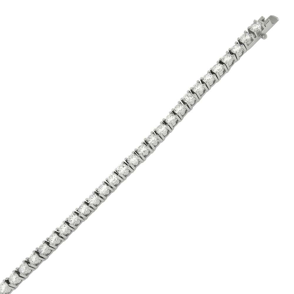 Sterling Silver 3mm Round Cubic Zirconia Tennis Bracelet