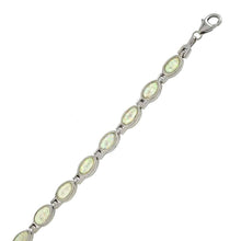 Load image into Gallery viewer, Sterling Silver Oval Simulated White Opal BraceletAnd Weight 15.3 gramAnd Length 7 ��� inchAnd Width 6.6 mm