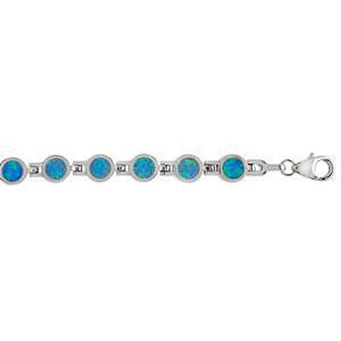 Sterling Silver Blue Opal Round Shaped BraceletAnd Weight 15.3 gramAnd Length 7 ��� inchAnd Width 7mm