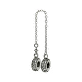 Sterling Silver 3 Lines Pave CZ Double Slider With Chain