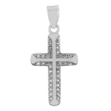 Sterling Silver Micro Pave CZ Cross Pendant-12mm Width