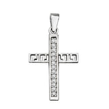 Sterling Silver CZ Cross Pendant Width-16mm, Height-1 1/8inch
