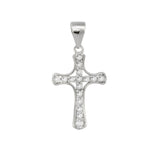 Sterling Silver CZ Cross Pendant Width-12.7mm, Height-1inch