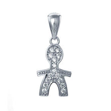 Load image into Gallery viewer, Sterling Silver Stylish Round-Cut Clear Cz Boy Pendant with Pendant Dimension of 11MMx25.4MM